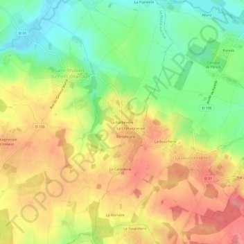 Carte topographique La Barbinière, altitude, relief
