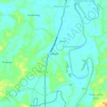 Carte topographique Lumbaya, altitude, relief