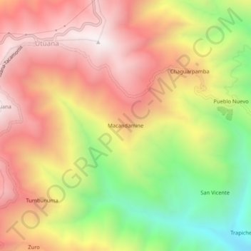 Carte topographique Macandamine, altitude, relief