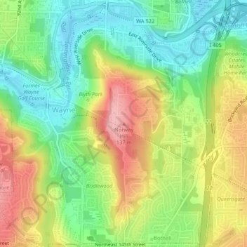 Carte topographique Norway Hill, altitude, relief