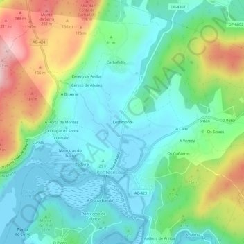 Carte topographique Lestimoño, altitude, relief