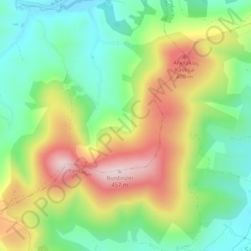 Carte topographique Iratze-Gorri, altitude, relief