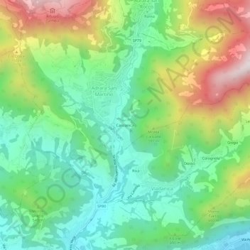 Carte topographique Canzanica, altitude, relief