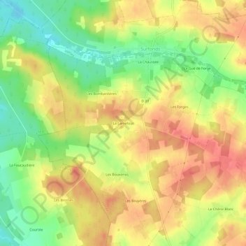 Carte topographique Le Carrefour, altitude, relief