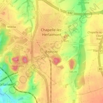 Carte topographique Bascoup, altitude, relief