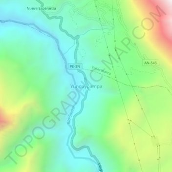 Carte topographique Yungaypampa, altitude, relief