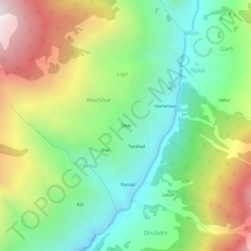 Carte topographique Tatai, altitude, relief