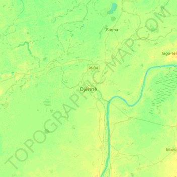 Carte topographique Djenné, altitude, relief