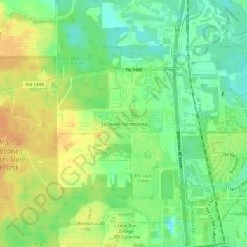 Carte topographique Stillwater Community, altitude, relief