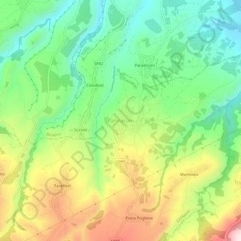 Carte topographique Pannaconi, altitude, relief
