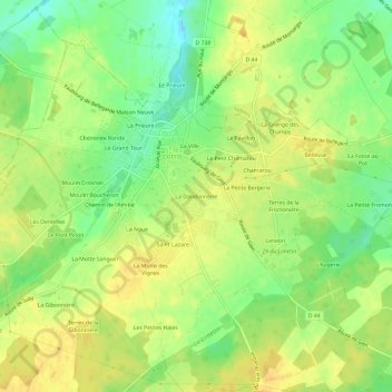 Carte topographique La Dandonnerie, altitude, relief