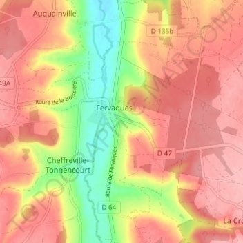 Carte topographique Cour des Sourciers, altitude, relief