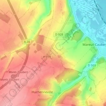 Carte topographique Villers sur Mareuil, altitude, relief