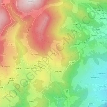 Carte topographique Buet, altitude, relief
