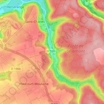 Carte topographique Moulaine, altitude, relief