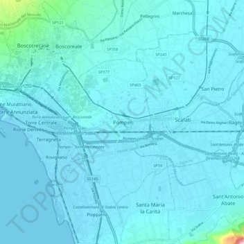Carte topographique Pompei, altitude, relief