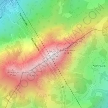 Carte topographique Bosruck, altitude, relief