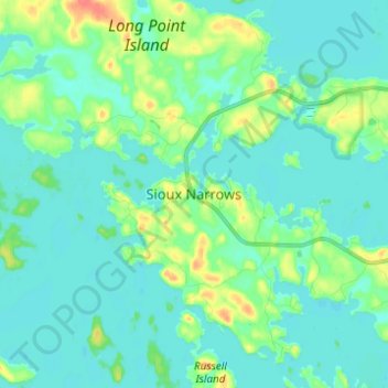 Carte topographique Sioux Narrows, altitude, relief