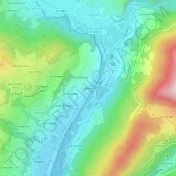 Carte topographique La Filatière, altitude, relief