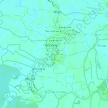 Carte topographique San Sebastian, altitude, relief