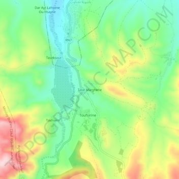 Carte topographique Talat Marghene, altitude, relief
