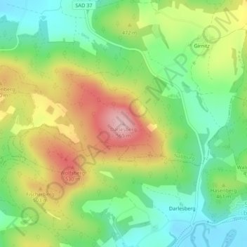 Carte topographique Darlesberg, altitude, relief