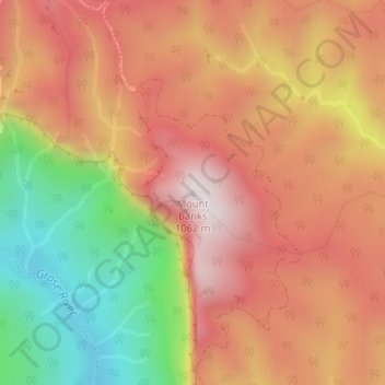 Carte topographique Mount Banks, altitude, relief