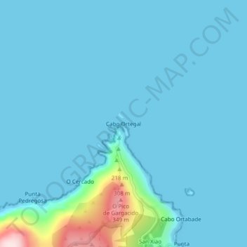 Carte topographique Cabo Ortegal, altitude, relief