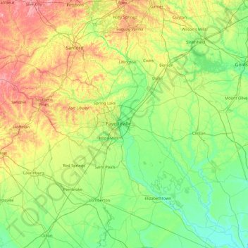 Carte topographique Cumberland, altitude, relief