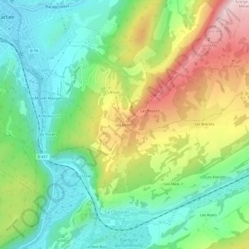 Carte topographique Les Jantets, altitude, relief