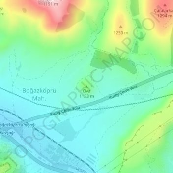 Carte topographique Ova, altitude, relief