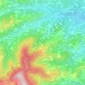 Carte topographique Les Balmes, altitude, relief