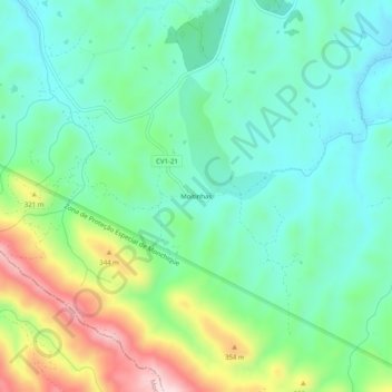 Carte topographique Moitinhas, altitude, relief