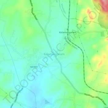 Carte topographique Kelamangalam, altitude, relief