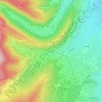 Carte topographique Andorra, altitude, relief