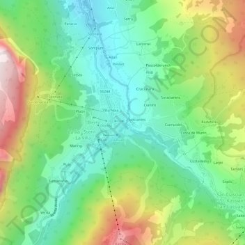 Carte topographique Altin, altitude, relief