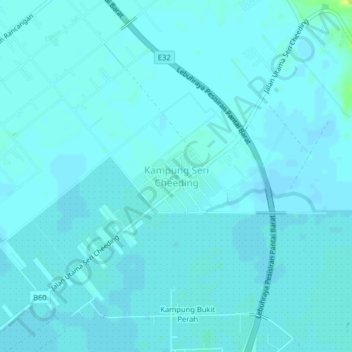 Carte topographique Kampung Seri Cheeding, altitude, relief