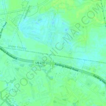 Carte topographique Sun City, altitude, relief