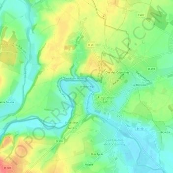 Carte topographique Le Haut Ary, altitude, relief