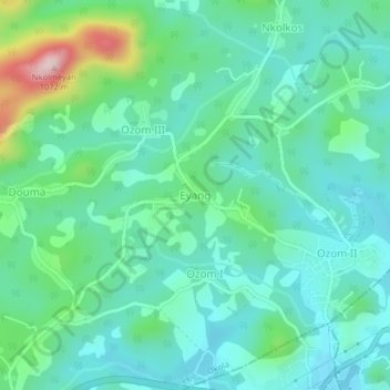 Carte topographique Eyang, altitude, relief