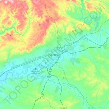 Carte topographique Cordoue, altitude, relief