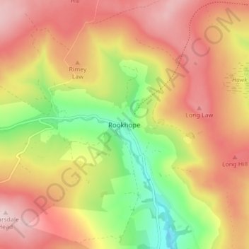 Carte topographique Rookhope, altitude, relief