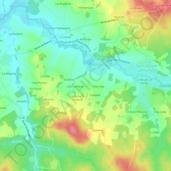 Carte topographique La Moulière, altitude, relief