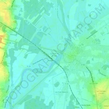 Carte topographique Quartier de la Gare, altitude, relief