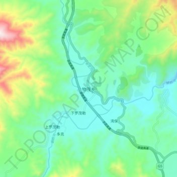Carte topographique Wumao, altitude, relief