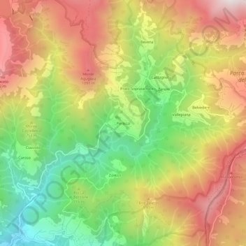 Carte topographique Perlezzi, altitude, relief
