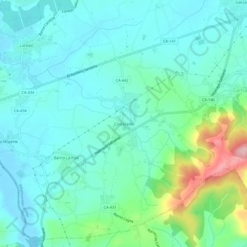 Carte topographique Castanedo, altitude, relief