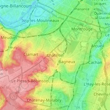 Carte topographique Châtillon, altitude, relief