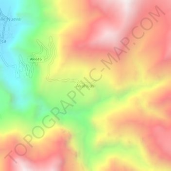 Carte topographique Ayahuasi, altitude, relief