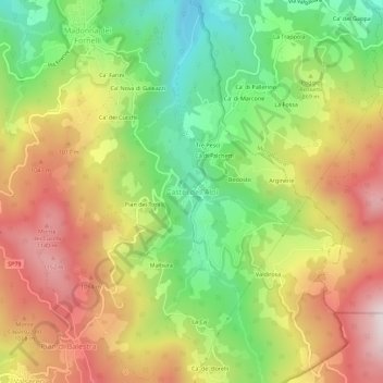 Carte topographique Castel dell'Alpi, altitude, relief